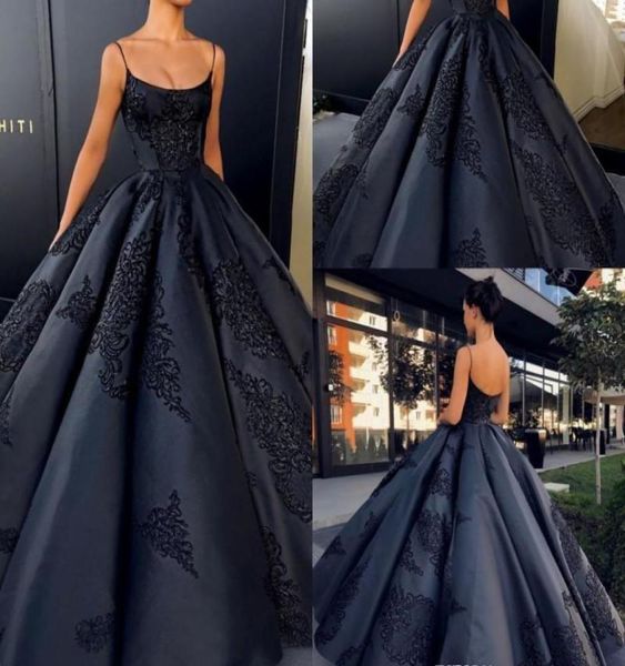 2019 spaghetti straps prom dress arabic lace appliques long formal holidays wear graduation evening party gown custom made pl4658426, Black 
2019 spaghetti straps prom dress arabic lace appliques long formal holidays wear graduation evening party gown custom made pl4658426, Black
