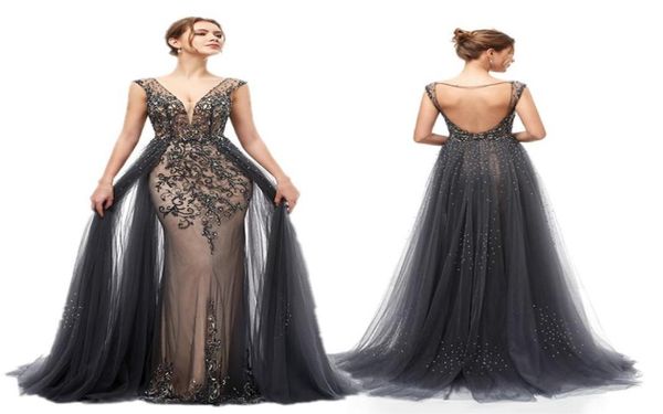 5406 crystals v neck a line prom dress gray backless dubai arabic style formal evening occasion party dresses with overskirt8025050, Black 
5406 crystals v neck a line prom dress gray backless dubai arabic style formal evening occasion party dresses with overskirt8025050, Black