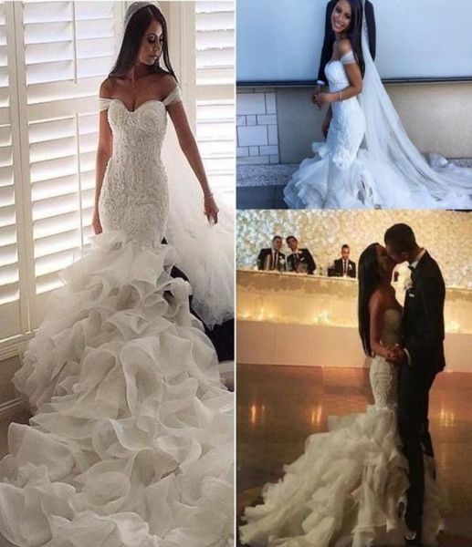 2021 luxury mermaid wedding dresses formal bridal gowns off shoulder lace appliques crystal beaded tiered ruffles organza plu7072365, White
2021 luxury mermaid wedding dresses formal bridal gowns off shoulder lace appliques crystal beaded tiered ruffles organza plu7072365, White