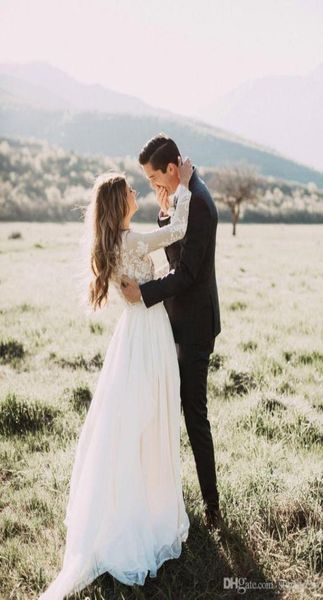 new ivory bohemian country bridal gowns wedding dresses charming long sleeve lace floor length chiffon5961986, White
new ivory bohemian country bridal gowns wedding dresses charming long sleeve lace floor length chiffon5961986, White