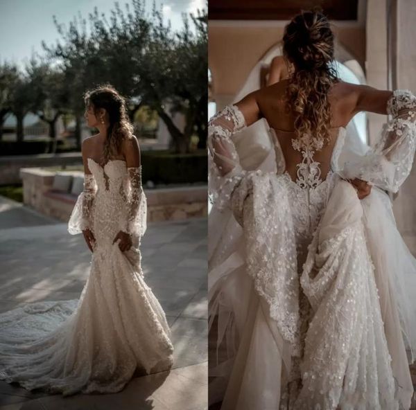 2022 sweetheart mermaid wedding dresses with detachable sleeves lace appliqued beach wedding dress sweep train plus size boho brid8923136, White
2022 sweetheart mermaid wedding dresses with detachable sleeves lace appliqued beach wedding dress sweep train plus size boho brid8923136, White