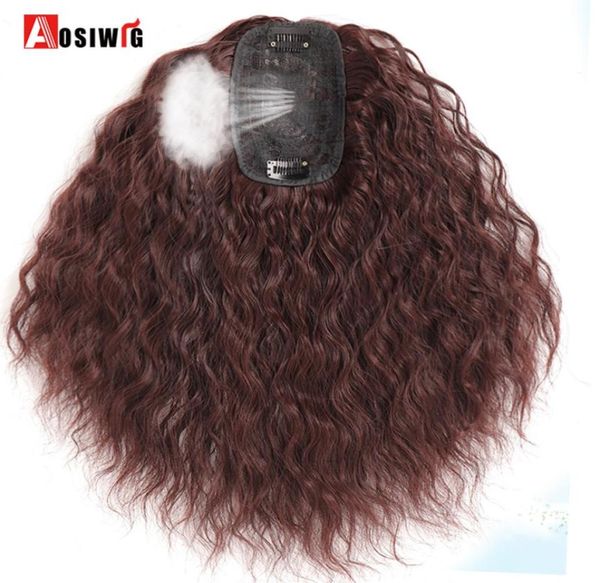 aosi women clip in hair extensions 2 clips in er natural hair curly black brown synthetic hair with bangs fake hairpiece 220217708287