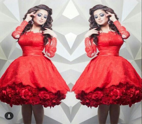 red cocktail dresses 2016 vestido de festa 3d handmade rose flowers sheer nude tulle crew neckline lace long sleeves short prom go8103773, Black
red cocktail dresses 2016 vestido de festa 3d handmade rose flowers sheer nude tulle crew neckline lace long sleeves short prom go8103773, Black