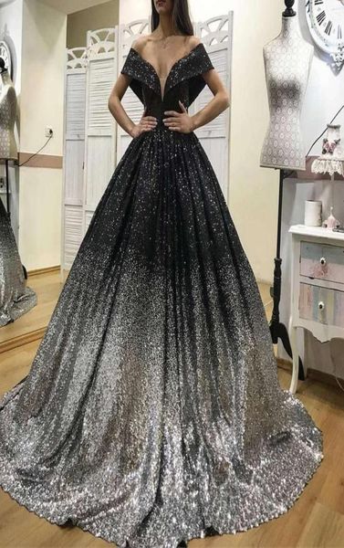 bling bling prom dresses off the shoulder sequins black and sliver ball gown floor length puffy evening dresses4103101
bling bling prom dresses off the shoulder sequins black and sliver ball gown floor length puffy evening dresses4103101