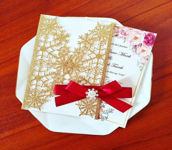 rhinestone snowflake gold glitter personalized print wedding invitation cards with bow diy champagne laser cut bridal shower party8404986, Black
rhinestone snowflake gold glitter personalized print wedding invitation cards with bow diy champagne laser cut bridal shower party8404986, Black