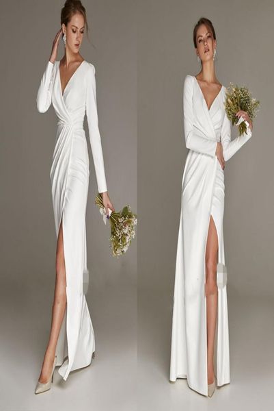 simple mermaid white slit wedding dress for woman with long sleeves civil bridal party gown slim v neck elegant robe de mariage 204976199
simple mermaid white slit wedding dress for woman with long sleeves civil bridal party gown slim v neck elegant robe de mariage 204976199