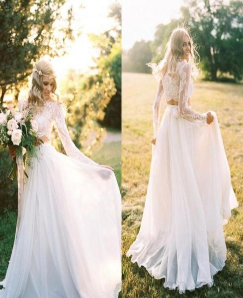 2017 romantic bohemian two pieces wedding dresses long sleeves lace crop chiffon beach country wedding gowns bridal dress4021514, White
2017 romantic bohemian two pieces wedding dresses long sleeves lace crop chiffon beach country wedding gowns bridal dress4021514, White