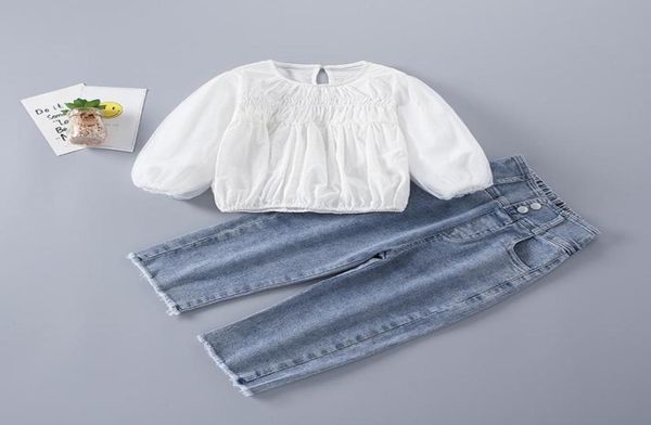 2021 spring kids girls 2pcs sets white pink long puff elastic waist shirts denim pants children clothes 2569 y22338194
2021 spring kids girls 2pcs sets white pink long puff elastic waist shirts denim pants children clothes 2569 y22338194