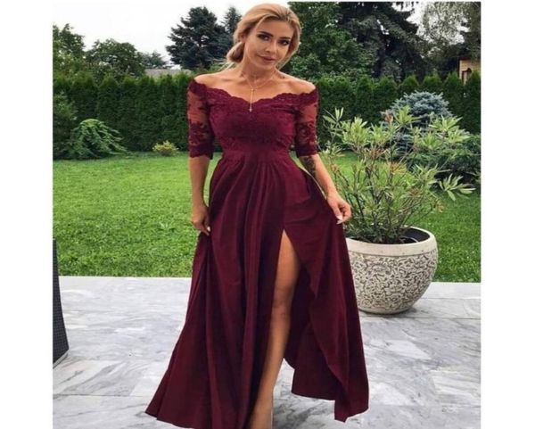 burgundy lace satin prom dresses half sleeves v neck high slit gowns bridesmaid dress2931273, Black
burgundy lace satin prom dresses half sleeves v neck high slit gowns bridesmaid dress2931273, Black