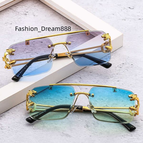 new frameless leopard head sunglasses women men double beam personalized trimming fashion glasses, White;black
new frameless leopard head sunglasses women men double beam personalized trimming fashion glasses, White;black