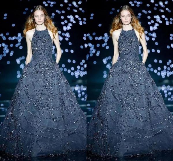 elie saab 2020 dark navy evening dresses halter neck tulle aline prom gowns full length formal party celebrity dress customi9321641, Black
elie saab 2020 dark navy evening dresses halter neck tulle aline prom gowns full length formal party celebrity dress customi9321641, Black