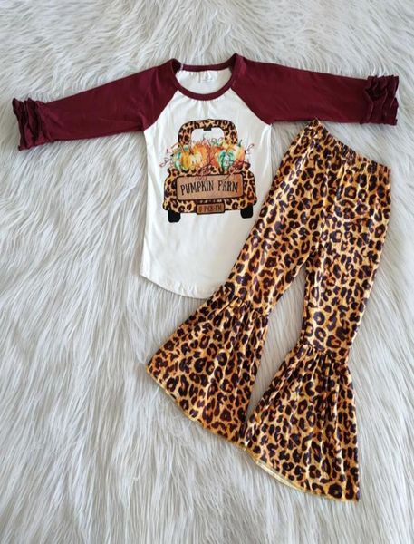fashion fall outfits baby girl clothes sets bell bottom outfits kids designer clothes girls outfits pumpkin print long sleeve set8773487, White