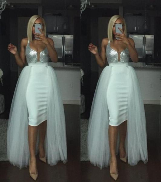 silver sequined spaghetti straps prom dresses with tulle detachable train cocktail party gowns short bride dress3087386, Black
silver sequined spaghetti straps prom dresses with tulle detachable train cocktail party gowns short bride dress3087386, Black