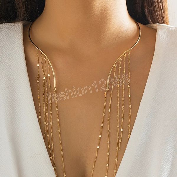 long round linked tassel chains necklaces for women trendy open circle torques wedding choker fashion jewelry accessories, Golden;silver
long round linked tassel chains necklaces for women trendy open circle torques wedding choker fashion jewelry accessories, Golden;silver