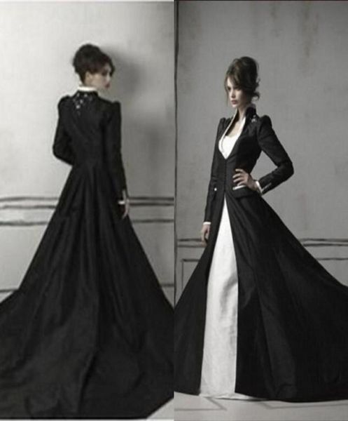 gothic black and white mermaid wedding dresses with long sleeves coat sweetheart trumpet chapel train satin and lace bridal gowns 9214433
gothic black and white mermaid wedding dresses with long sleeves coat sweetheart trumpet chapel train satin and lace bridal gowns 9214433