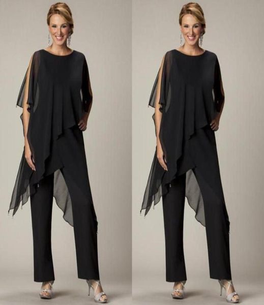 2019 two pieces pants suits for mother of the bride jewel half sleeve plus size black chiffon evening gowns beach wedding pa6572466, Black;red
2019 two pieces pants suits for mother of the bride jewel half sleeve plus size black chiffon evening gowns beach wedding pa6572466, Black;red