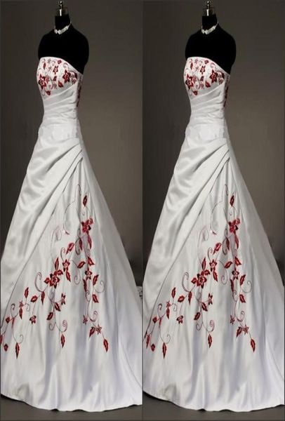 white satin red embroidered wedding dresses plus size ball gown for bride 2022 strapless laceup pleats draped vintage wedding gow1165918
white satin red embroidered wedding dresses plus size ball gown for bride 2022 strapless laceup pleats draped vintage wedding gow1165918