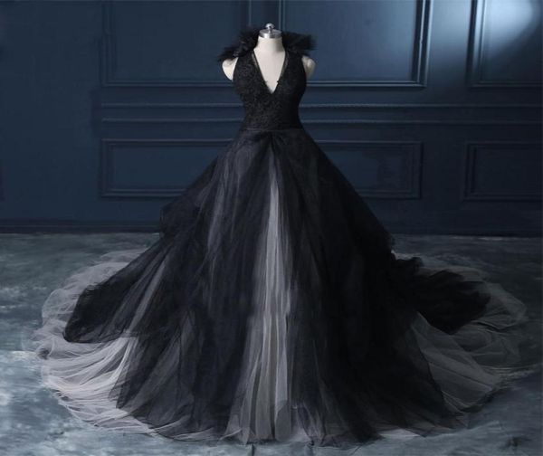 vintage 2019 black and white ivory wedding dress gothic v neck sleeveless lace appliques tulle skirt bridal gowns ruffles9772102
vintage 2019 black and white ivory wedding dress gothic v neck sleeveless lace appliques tulle skirt bridal gowns ruffles9772102