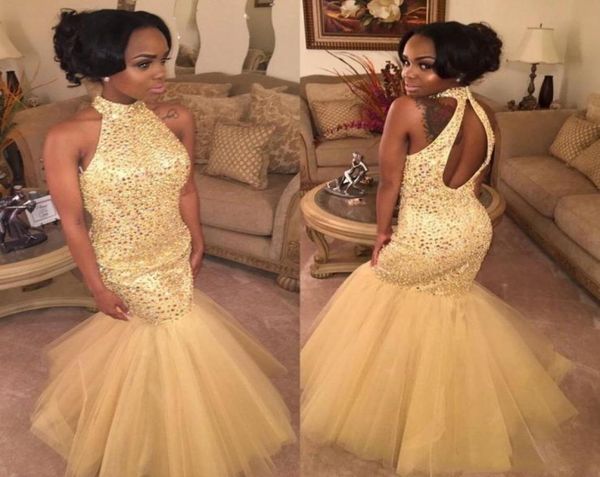 2019 high neck puffy mermaid prom dresses long yellow tulle bling sequins backless evening party major beading gown5186175, Black
2019 high neck puffy mermaid prom dresses long yellow tulle bling sequins backless evening party major beading gown5186175, Black