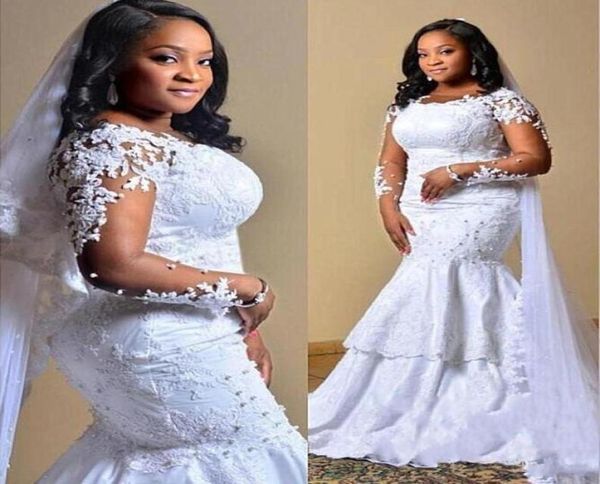 south african mermaid wedding dress lace appliques sheer long sleeves bridal gowns plus size sweep train wedding vestidos custom m8772860, White
south african mermaid wedding dress lace appliques sheer long sleeves bridal gowns plus size sweep train wedding vestidos custom m8772860, White