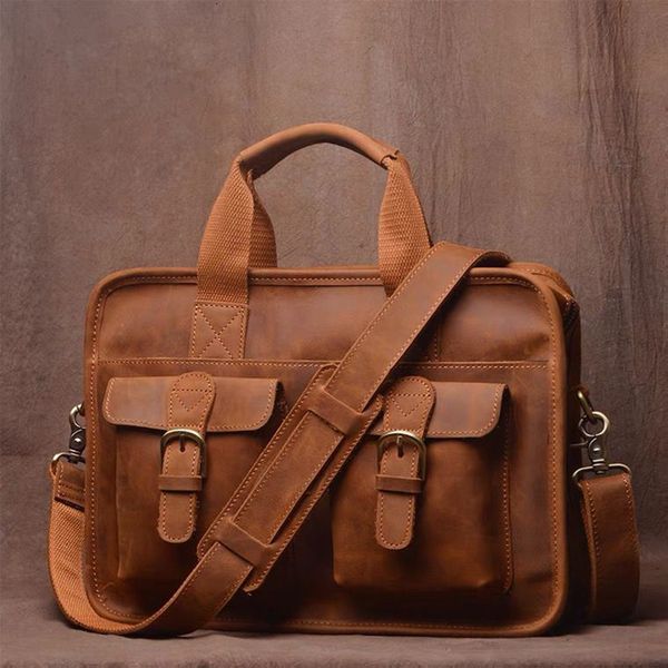 briefcases leathfocus men's briefcase genuine leather vintage handbag travel messenger bag business 14 inch lap230701
briefcases leathfocus men's briefcase genuine leather vintage handbag travel messenger bag business 14 inch lap230701