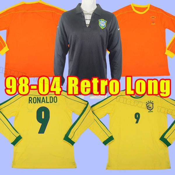 long sleeve brasil soccer jerseys retro shirts carloso camisa de futebol brazils adriano joelinton 1997 1998 home romario ronaldinh goalkeep, Black;yellow
long sleeve brasil soccer jerseys retro shirts carloso camisa de futebol brazils adriano joelinton 1997 1998 home romario ronaldinh goalkeep, Black;yellow