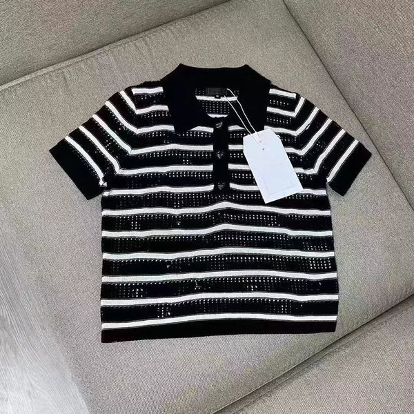 t-shirt women designer embroidered thin striped cut-out woman polo collar short sleeve temperament slimming high quality, White
t-shirt women designer embroidered thin striped cut-out woman polo collar short sleeve temperament slimming high quality, White