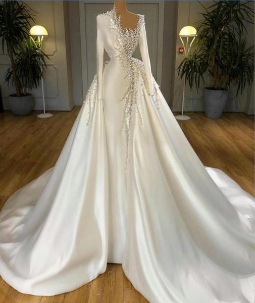 gorgeous wedding dresses with detachable train satin pearls sweep train mermaid bridal gowns long sleeve marriage dress robe de ma2626625, White
gorgeous wedding dresses with detachable train satin pearls sweep train mermaid bridal gowns long sleeve marriage dress robe de ma2626625, White