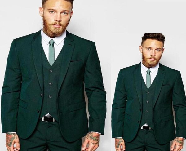 

2019 dark green groom wedding tuxedos notch lapel mens prom pants suits 3 piece business party jacket blazer4497695, Black;gray
