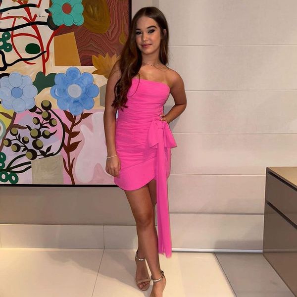 sheath strapless prom party dresses pleats above knee mini israel formal prom gowns special evening gowns, Black
sheath strapless prom party dresses pleats above knee mini israel formal prom gowns special evening gowns, Black