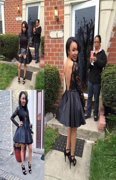 black v backless party dresses jewel neck see through long sleeves little homecoming dresses satin above knee length mini cocktail1282466, Blue;pink 
black v backless party dresses jewel neck see through long sleeves little homecoming dresses satin above knee length mini cocktail1282466, Blue;pink