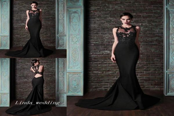 rami kadi black nude back prom dress crew neckline lace appliques transparent mermaid satin court train long evening dress3201425
rami kadi black nude back prom dress crew neckline lace appliques transparent mermaid satin court train long evening dress3201425