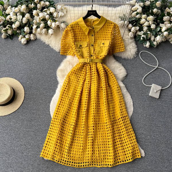 casual dresses new fashion openwork lace-up waist slim black short-sleeved a-line dress women lapel solid color elegant clothes vestidos 202, Black;gray
casual dresses new fashion openwork lace-up waist slim black short-sleeved a-line dress women lapel solid color elegant clothes vestidos 202, Black;gray