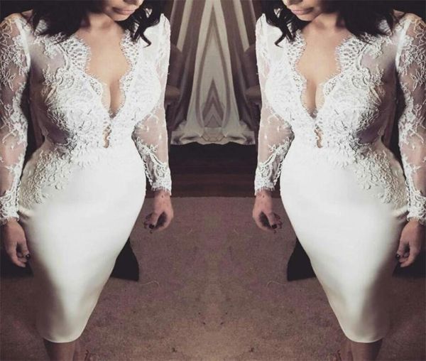 2021 short mermaid wedding dresses long sleeves lace applique satin scalloped v neck custom made beach wedding gown vestido de nov7302531, White
2021 short mermaid wedding dresses long sleeves lace applique satin scalloped v neck custom made beach wedding gown vestido de nov7302531, White