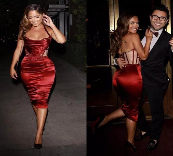 2017 dark red elastic silk like satin short sheath cocktail dresses for women halter lace up back kneelength party gow2499677, Black
2017 dark red elastic silk like satin short sheath cocktail dresses for women halter lace up back kneelength party gow2499677, Black