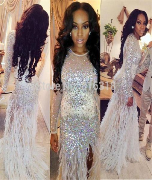 2023 feather mermaid crystal prom dresses with long sleeves slit sheer neck formal evening gowns celebrity dresses custom mad1827747, Black
2023 feather mermaid crystal prom dresses with long sleeves slit sheer neck formal evening gowns celebrity dresses custom mad1827747, Black