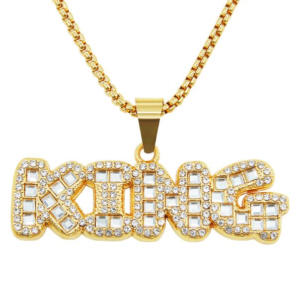 hip hop rapper shiny diamond pendant gold necklace square diamond king letters pendant micro-inset zircon jewelry 75cm night club accessory, Silver
hip hop rapper shiny diamond pendant gold necklace square diamond king letters pendant micro-inset zircon jewelry 75cm night club accessory, Silver