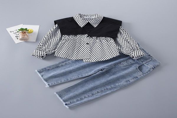 2021 new spring kids girls 2pcs sets polka dot long shirts denim pants children jeans casual style clothes e20353416126, White
2021 new spring kids girls 2pcs sets polka dot long shirts denim pants children jeans casual style clothes e20353416126, White