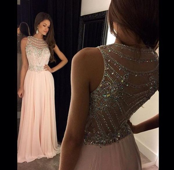 gorgeous crystal long pink prom dresses 2016 beaded sequins evening party dresses sheer crew neck hollow back vestido formatura ch7577234, Black 
gorgeous crystal long pink prom dresses 2016 beaded sequins evening party dresses sheer crew neck hollow back vestido formatura ch7577234, Black