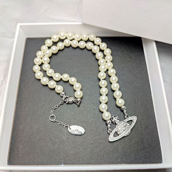 west queen niche mini saturn net red full diamond necklace freshwater pearl collar pearl chain personality women's necklace, Silver
west queen niche mini saturn net red full diamond necklace freshwater pearl collar pearl chain personality women's necklace, Silver