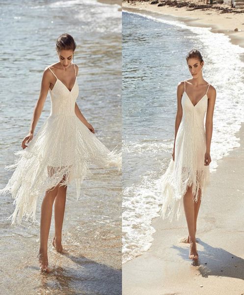 2018 a line beach wedding dresses spaghetti lace tassel sequins beaded short wedding gowns vestidos de novia boho bridal dress plu2161591, White
2018 a line beach wedding dresses spaghetti lace tassel sequins beaded short wedding gowns vestidos de novia boho bridal dress plu2161591, White