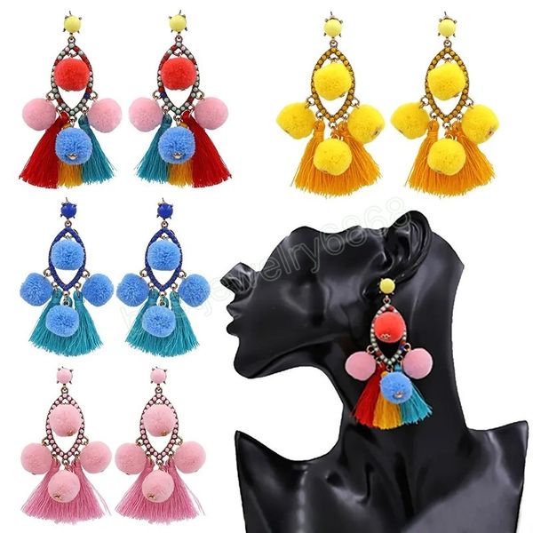 retro ethnic style earrings women girls boho colorful tassel plush pompom ball pendant earring fashion party jewelry gifts, Silver
retro ethnic style earrings women girls boho colorful tassel plush pompom ball pendant earring fashion party jewelry gifts, Silver
