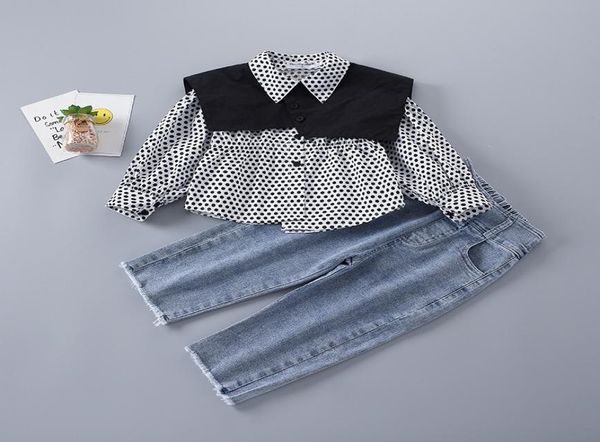 2021 new spring kids girls 2pcs sets polka dot long shirts denim pants children jeans casual style clothes e20353977894, White
2021 new spring kids girls 2pcs sets polka dot long shirts denim pants children jeans casual style clothes e20353977894, White