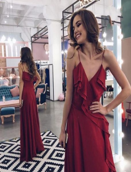 burgundy long ruffles spaghettis straps a line prom dresses 2020 v neck backless chiffon formal party gown vestido de festa4072408, Black
burgundy long ruffles spaghettis straps a line prom dresses 2020 v neck backless chiffon formal party gown vestido de festa4072408, Black