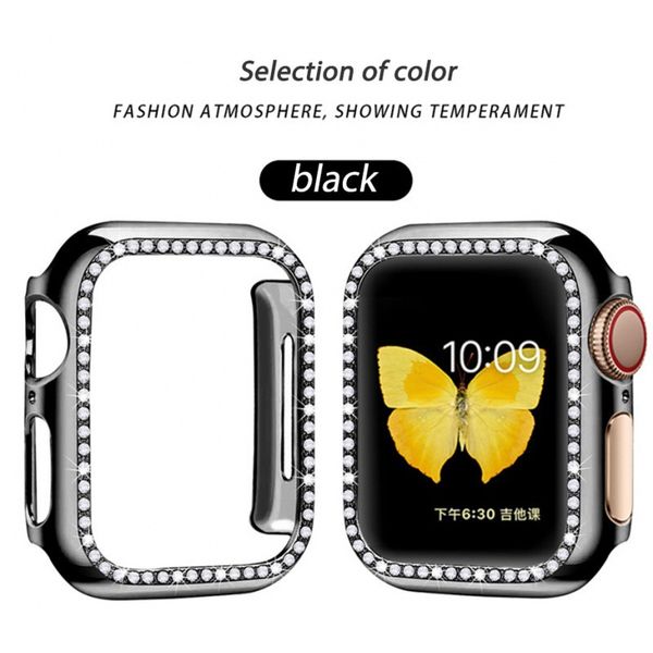 Image of for Apple Smart Watches 8 45mm 49mm single-row diamond-encrusted half-pack protective case iWatch 7 6 SE 5 PC electroplated case star color