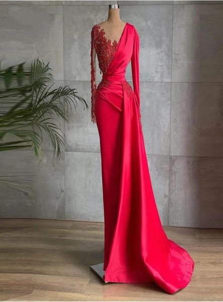 glamorous red satin mermaid evening dresses long sleeves sheer neck beads dubai women prom gowns celebrity formal dress8969057, Black;red
glamorous red satin mermaid evening dresses long sleeves sheer neck beads dubai women prom gowns celebrity formal dress8969057, Black;red