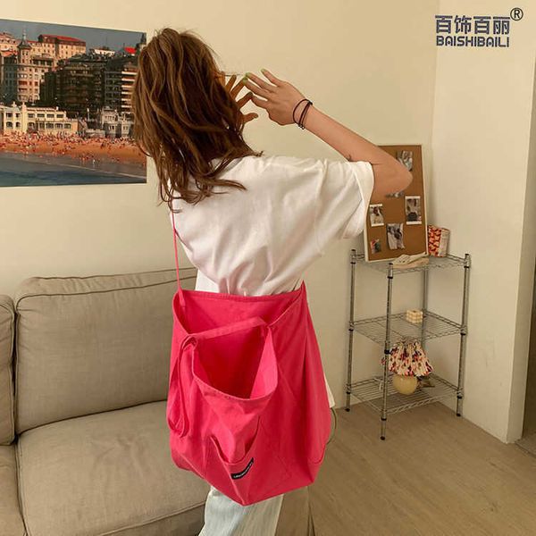 the new version large capacity one shoulder handheld bag lazy student canvas bag for women's simplicity
the new version large capacity one shoulder handheld bag lazy student canvas bag for women's simplicity