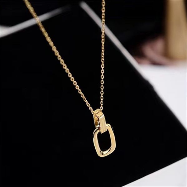 european and american fashion simple geometric roman square frame necklace double ring pendant titanium steel 18k color collarbone chain fem, Silver
european and american fashion simple geometric roman square frame necklace double ring pendant titanium steel 18k color collarbone chain fem, Silver