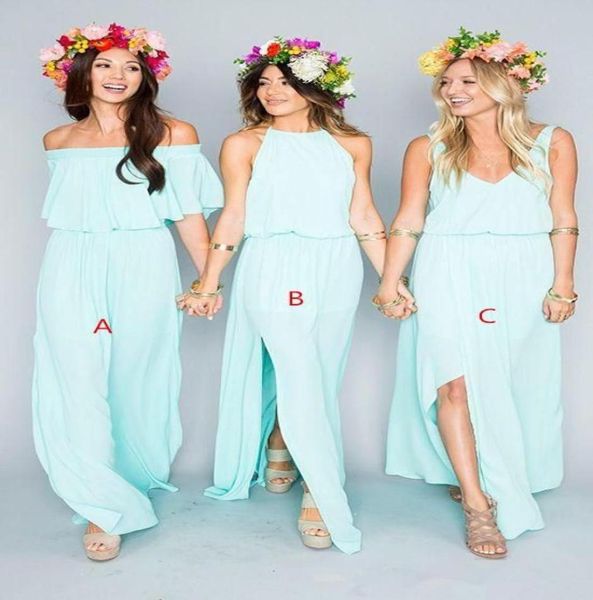 2019 mint chiffon summer beach bohemian split bridesmaid dresses different on shoulder elegant maid of honor wedding party dress c2405328, White;pink
2019 mint chiffon summer beach bohemian split bridesmaid dresses different on shoulder elegant maid of honor wedding party dress c2405328, White;pink