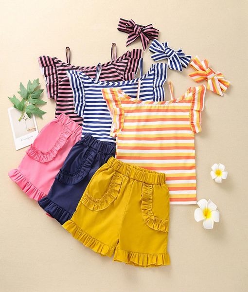kids clothing sets girls outfits children ruffle sleeve stripe shortsheadband 3pcsset summer fashion boutique baby clothes 3583623, White
kids clothing sets girls outfits children ruffle sleeve stripe shortsheadband 3pcsset summer fashion boutique baby clothes 3583623, White